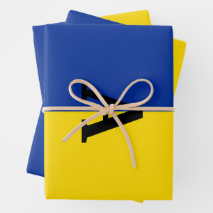 Vertikal Ukraine Flaggen blau und gelb monogramm Geschenkpapier Set