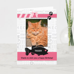 Vertikal vom Foto der Katze zum Geburtstag des ros Karte