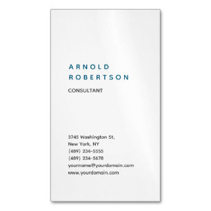 Vertikal White Trendy Consultant Minimalistisch Magnetische Visitenkarte