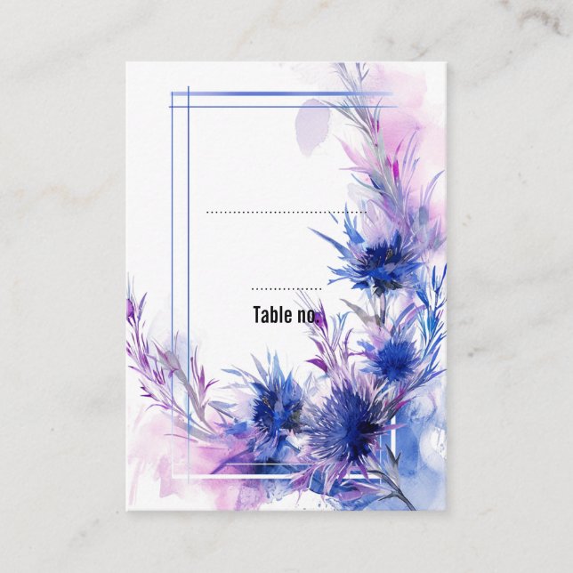 Vertikal, zweiseitig 💙 Cornflower Reverie Platzkarte (Vorderseite)