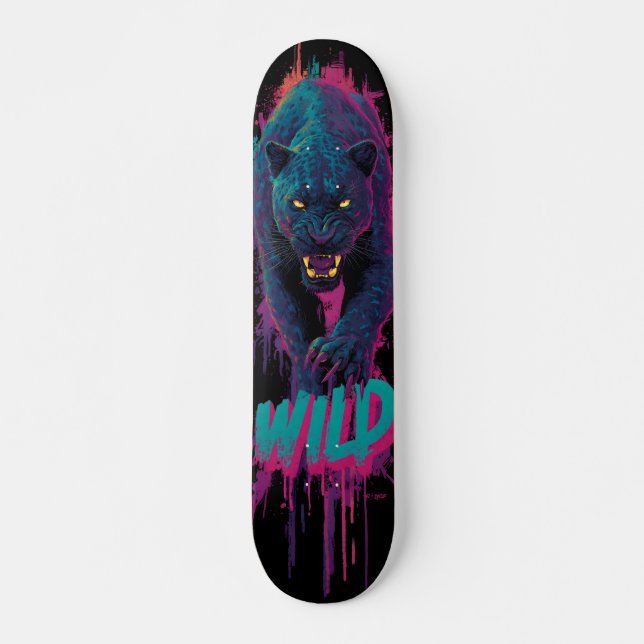 Vertikale, aggressive Illustration eines schwarzen Skateboard (Vorne)