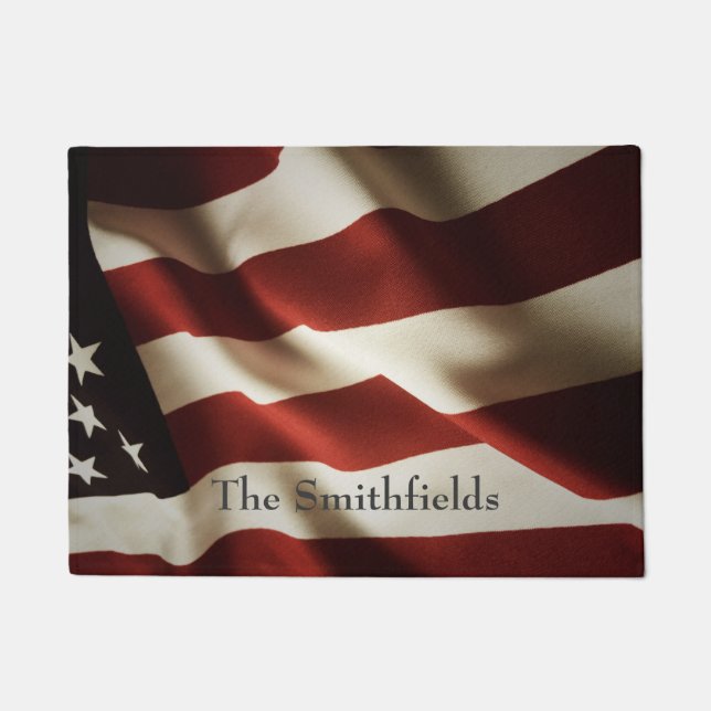 Vertikale amerikanische Flagge Fußmatte (Vorderseite)
