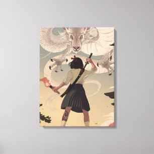 Vertikale anime Mädchen Premium Wrapped Canvas (Gl Leinwanddruck