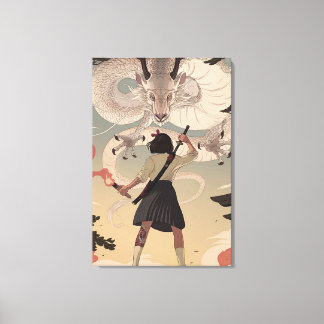 Vertikale anime Mädchen Premium Wrapped Canvas (Gl Leinwanddruck