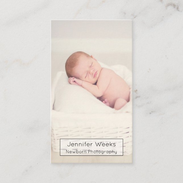 Vertikale Baby-Fotografie-neugeborener Fotograf Visitenkarte (Vorderseite)