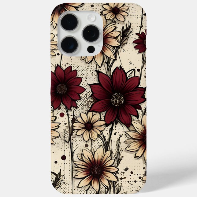 Vertikale Blumen-Eleganz Case-Mate iPhone Hülle (Rückseite)