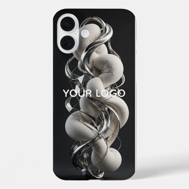 Vertikale Chrome-Twist - Premium 3D-Abstrakt iPhone 16 Plus Hülle (Rückseite)