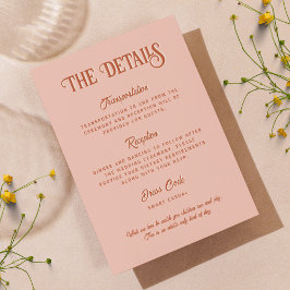 Vertikale Details zu Retro Rot und Rosa Hochzeiten Begleitkarte