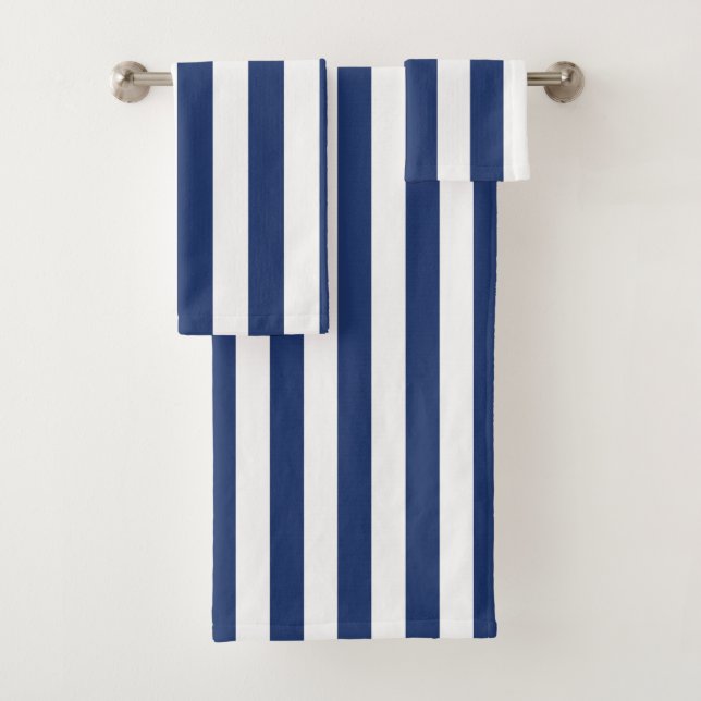 Vertikale dünne Marine-Streifen Badhandtuch Set (Insitu)