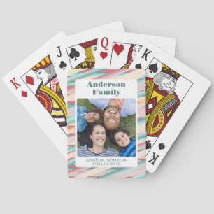 Vertikale Foto-Wasserfarben-Streifen Familie Spielkarten