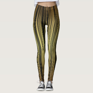 Vertikale Gelbschwarzfarben des gestreiften Leggings