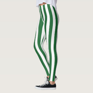 Vertikale grüne und weiße Streifen Leggings
