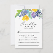 Vertikale Hochzeit von Navy Blue und Yellow Floral