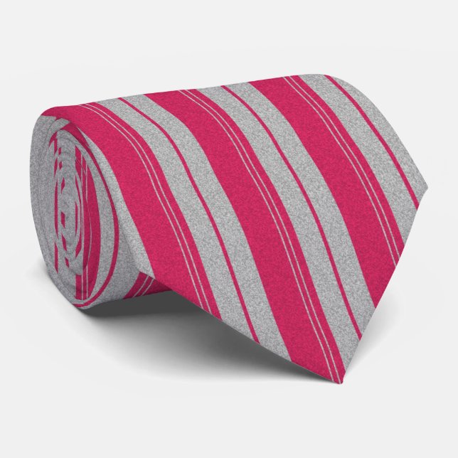 Vertikale Linien in Rosa und Grau Krawatte (Gerollt)