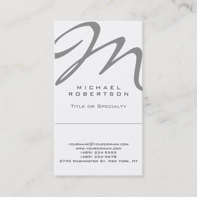 Vertikale, moderne Monogramm-Business-Karte für de Visitenkarte (Vorderseite)