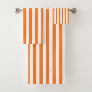 Vertikale orange und weiße Streifen Badhandtuch Set