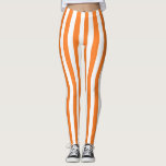 Vertikale orange und weiße Streifen Leggings<br><div class="desc">Abstrakte digitale Kunst der vertikalen orange und weißen Streifen</div>