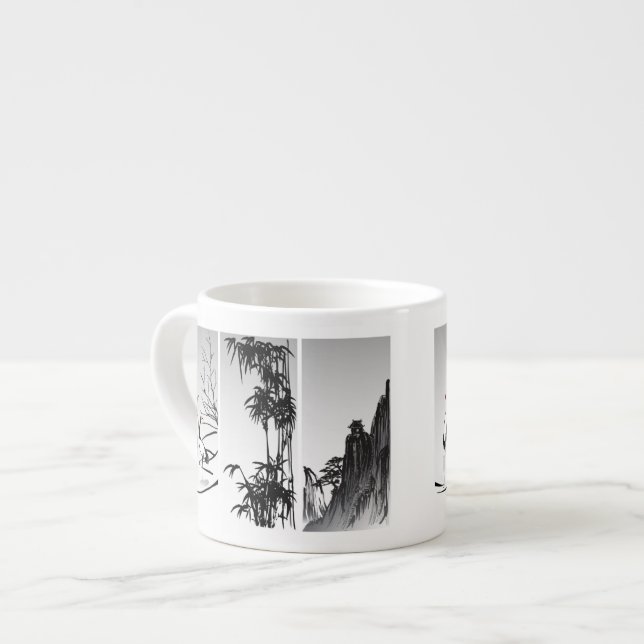 Vertikale orientalische Rolle Espressotasse (Vorderseite Links)