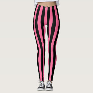 Vertikale rosa und schwarze Streifen Leggings