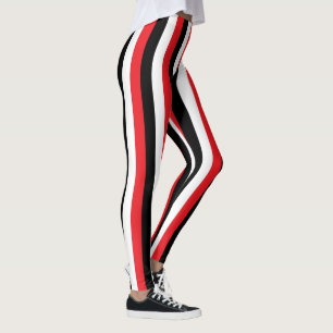 Vertikale rote, Schwarzweiss-Streifen Leggings