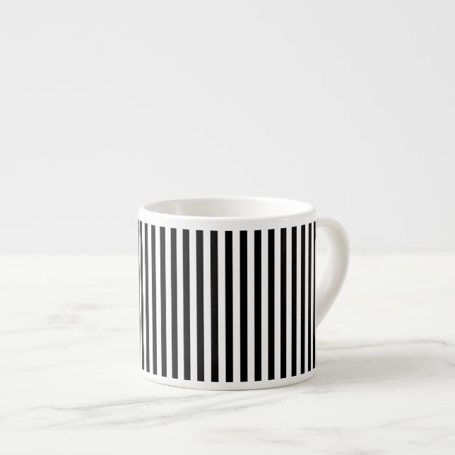 Vertikale schwarze und weiße Streifen Espressotasse (Vorderseite Rechts)