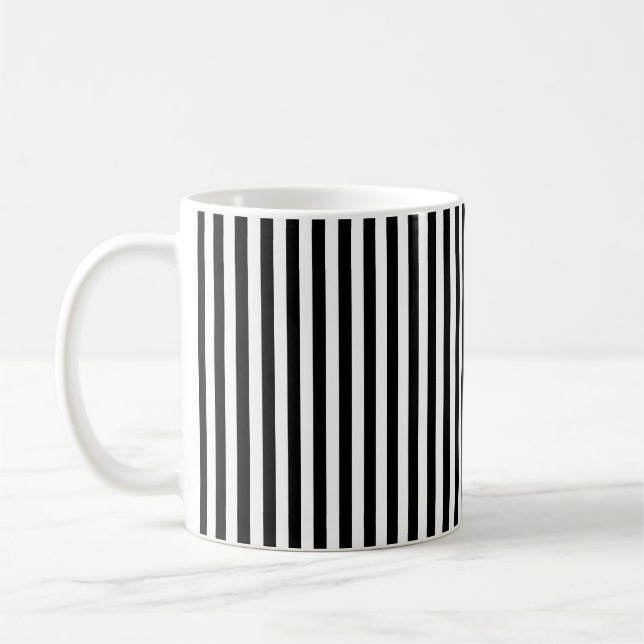 Vertikale Schwarzweiss-Streifen Kaffeetasse (Links)