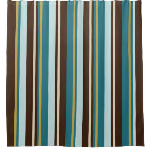 Vertikale Streifen aquamarin, braun, beige und gol Duschvorhang