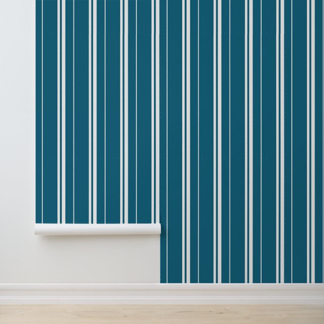 Vertikale Streifen blau und weiß Tapete (Anwendung)