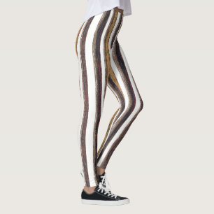 Vertikale Streifen, braun und weiß erdig Leggings