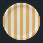 Vertikale Streifen, gelb und weiß gestrichen Pappteller<br><div class="desc">Vertikale Streifen - Senfgelb und cremefarbene Streifen.</div>