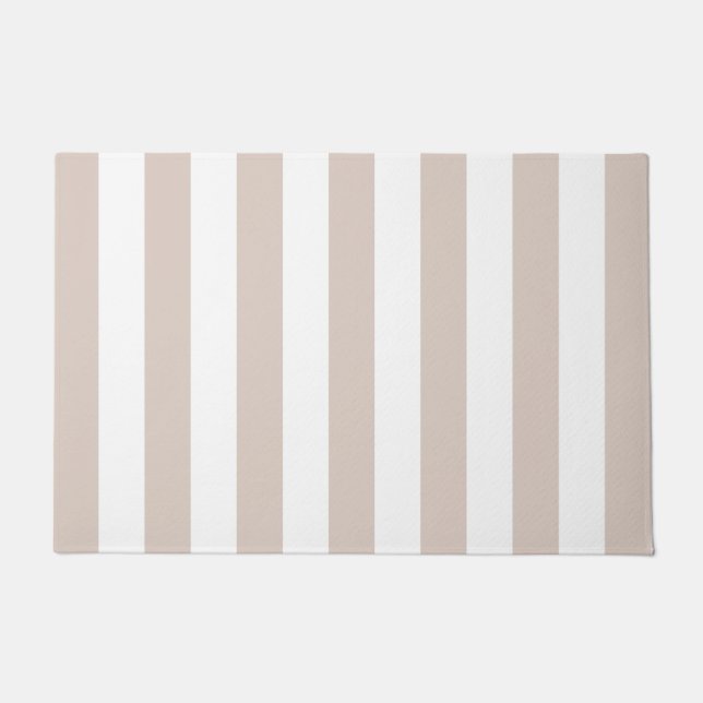 Vertikale Streifen in Beige und Weiß gestreift Fußmatte (Vorderseite)