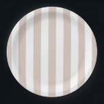 Vertikale Streifen in Beige und Weiß gestreift Pappteller<br><div class="desc">Vertikale Streifen - beige und weiße Streifen.</div>