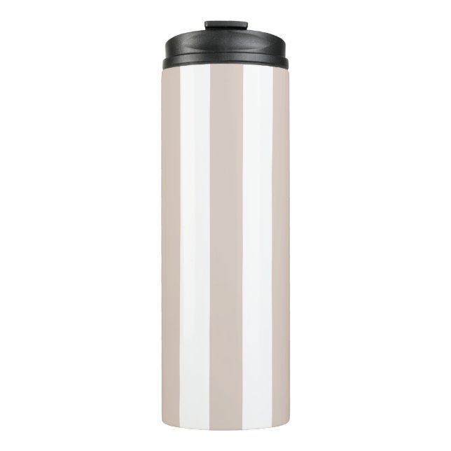 Vertikale Streifen in Beige und Weiß gestreift Thermosbecher (Vorderseite)