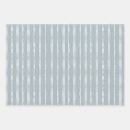 Vertikale Streifen in dunkelblau und schimmernd si Geschenkpapier Set