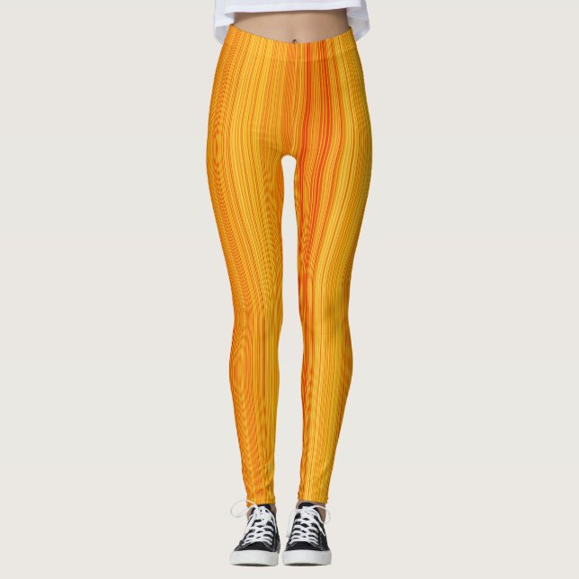 Vertikale Streifen in Gelb und Rot Leggings (Vorderseite)