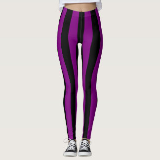 Vertikale Streifen in lila und schwarzer Großgröße Leggings