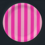 Vertikale Streifen in rosa Pappteller<br><div class="desc">Vertikale Streifen - rosa und heiß rosa.</div>