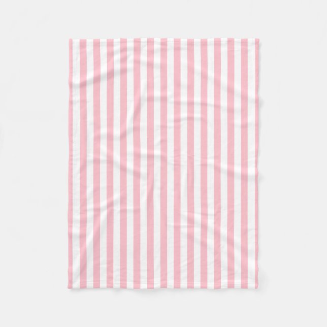 Vertikale Streifen in rosa und weißem Medium Fleecedecke (Vorderseite)