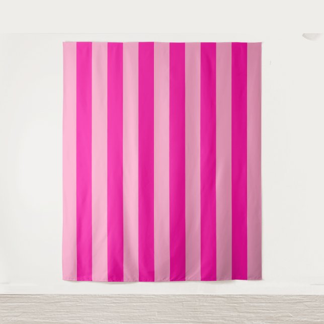 Vertikale Streifen in rosa Wandteppich (Vorderseite)