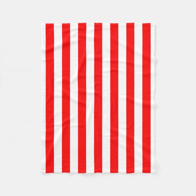 Vertikale Streifen in Rot und Weiß Fleecedecke (Vorderseite)