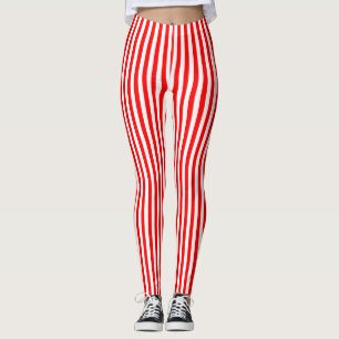Vertikale Streifen in Rot und Weiß Leggings