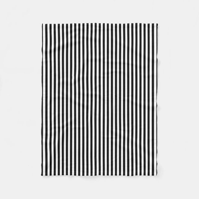 Vertikale Streifen in Schwarz und Weiß Fleecedecke (Vorderseite)