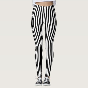Vertikale Streifen in Schwarz und Weiß Leggings