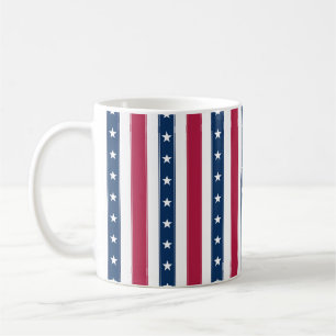 Vertikale Streifen mit Sternen Patriotisch Kaffeetasse