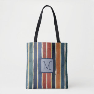 Vertikale Streifen Navy Farbbblock Monogramm Tasche