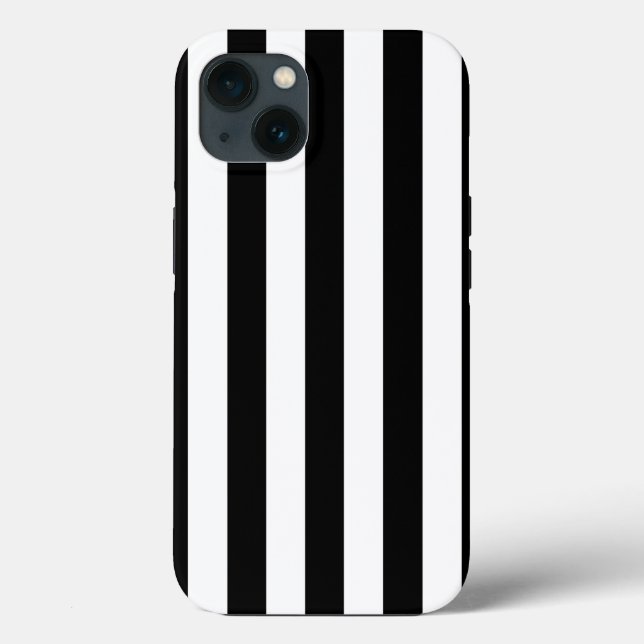 Vertikale Streifen schwarz und weiß gestreift Case-Mate iPhone Hülle (Rückseite)
