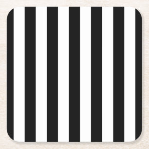 Vertikale Streifen schwarz und weiß gestreift Rechteckiger Pappuntersetzer