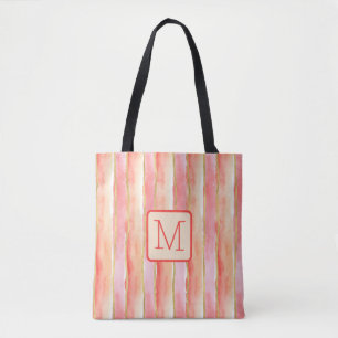 Vertikale Streifen Tangerine-Farbblock-Monogramm Tasche