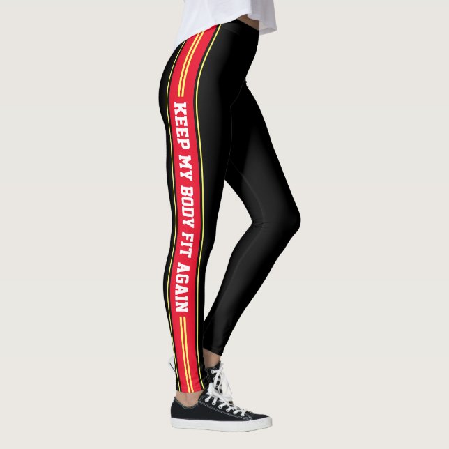 Vertikale Streifen Textdesign Sportgeräte Leggings (Rechts)