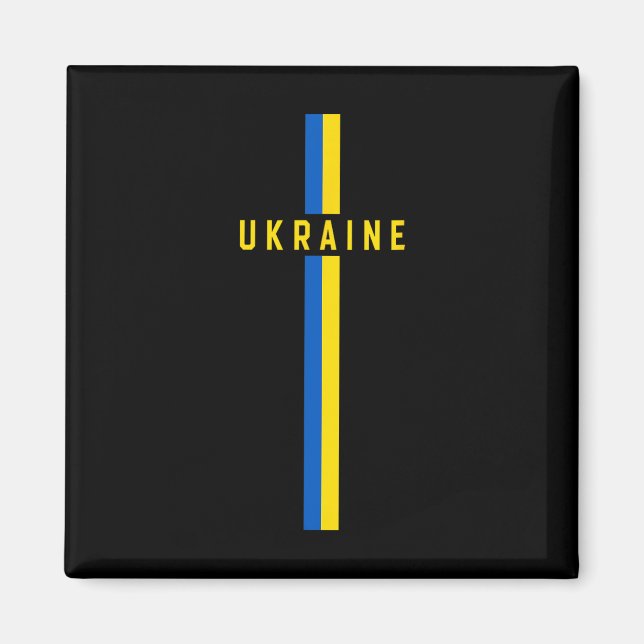 Vertikale Ukraine-Flagge mit Text „ukraine“ in Gro Magnet (Vorne)